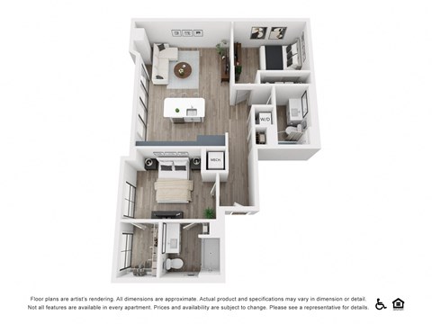 Floor plan for 2 beds, 2 baths, 1015 sqft
